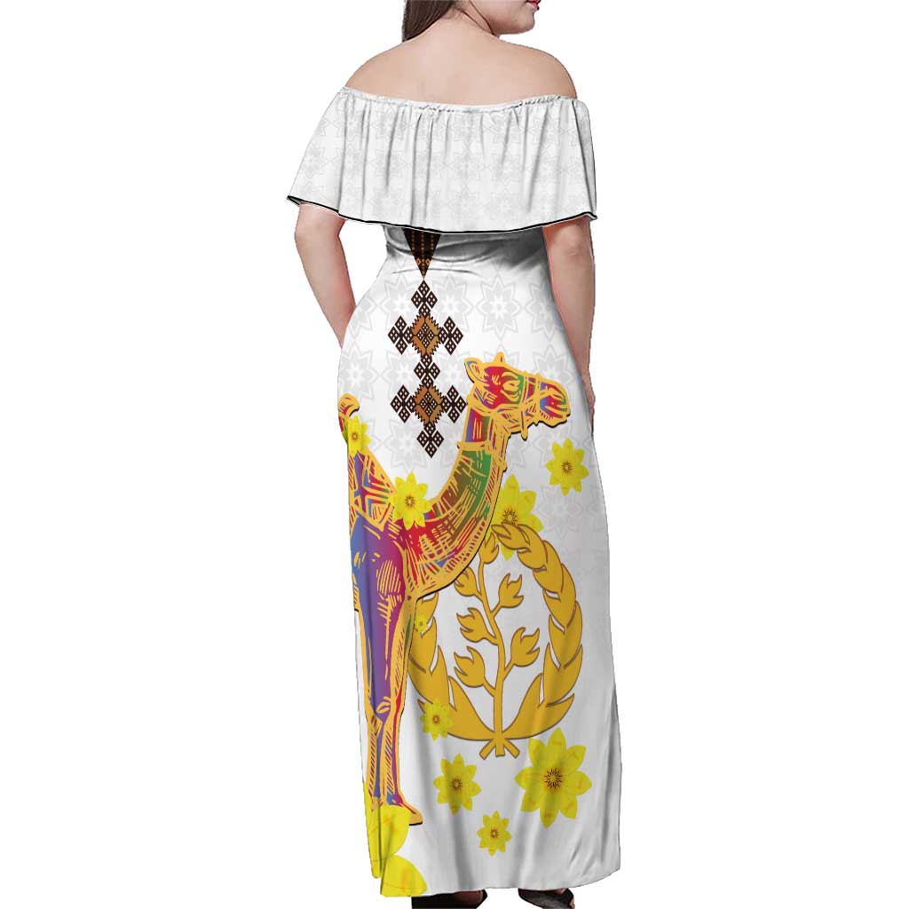 Happy Eritrea New Year Family Matching Off Shoulder Maxi Dress and Hawaiian Shirt Adey Abeba Flower With Habesha Tilet Pattern - Wonder Print Shop