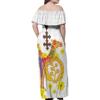 Happy Eritrea New Year Family Matching Off Shoulder Maxi Dress and Hawaiian Shirt Adey Abeba Flower With Habesha Tilet Pattern - Wonder Print Shop
