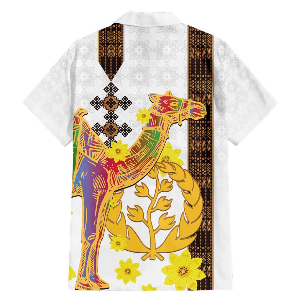 Happy Eritrea New Year Family Matching Off Shoulder Short Dress and Hawaiian Shirt Adey Abeba Flower With Habesha Tilet Pattern - Wonder Print Shop