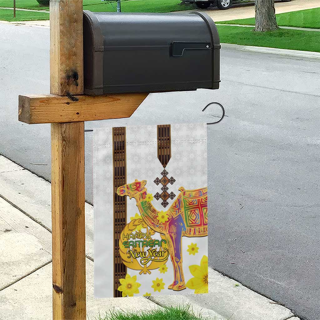 Happy Eritrea New Year Garden Flag Adey Abeba Flower With Habesha Tilet Pattern - Wonder Print Shop