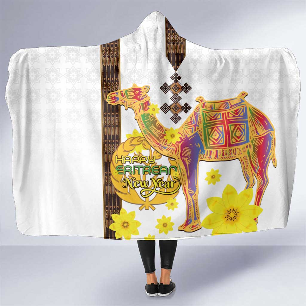 Happy Eritrea New Year Hooded Blanket Adey Abeba Flower With Habesha Tilet Pattern - Wonder Print Shop