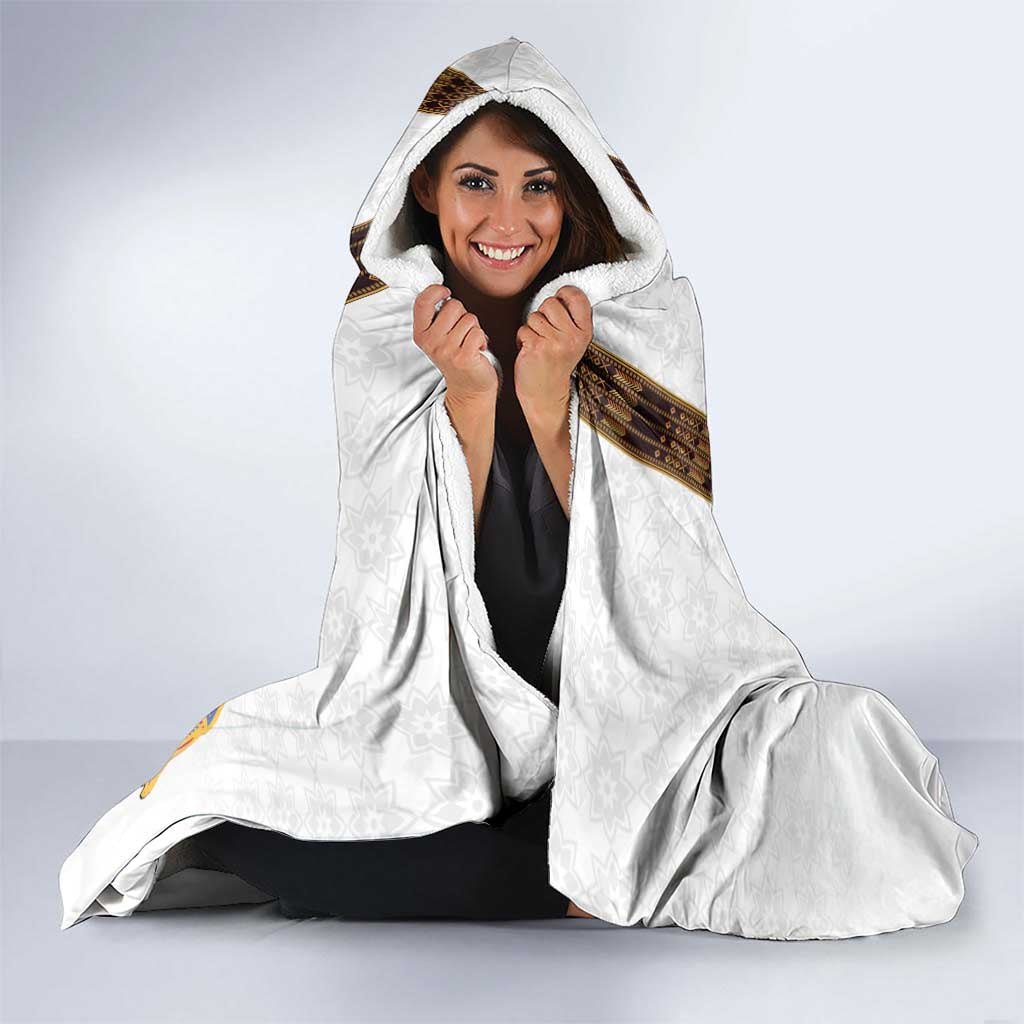 Happy Eritrea New Year Hooded Blanket Adey Abeba Flower With Habesha Tilet Pattern - Wonder Print Shop