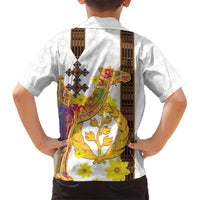 Happy Eritrea New Year Kid Hawaiian Shirt Adey Abeba Flower With Habesha Tilet Pattern - Wonder Print Shop