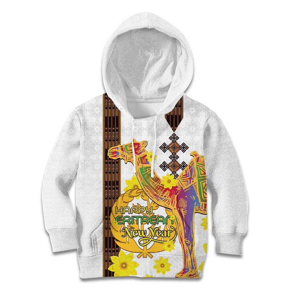 Happy Eritrea New Year Kid Hoodie Adey Abeba Flower With Habesha Tilet Pattern - Wonder Print Shop