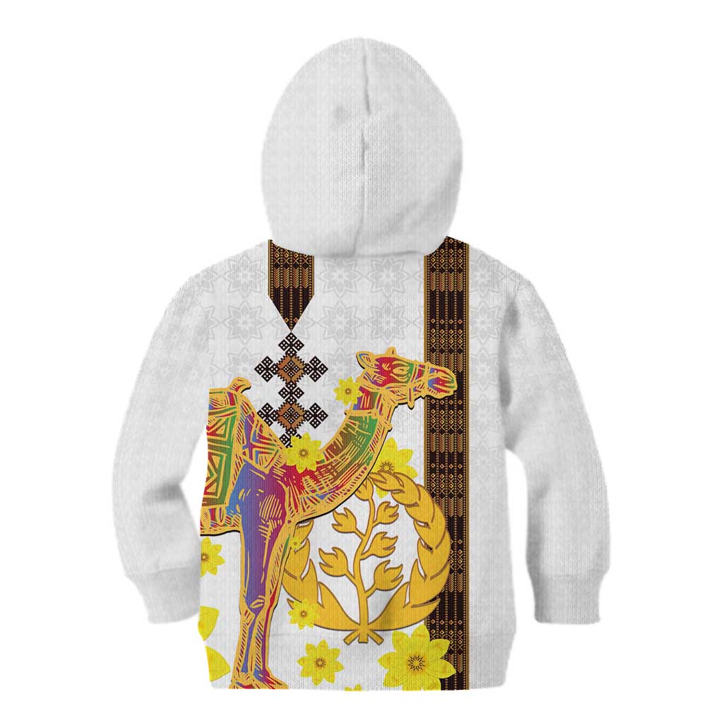 Happy Eritrea New Year Kid Hoodie Adey Abeba Flower With Habesha Tilet Pattern - Wonder Print Shop