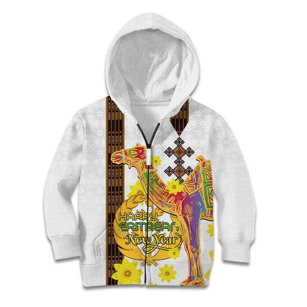 Happy Eritrea New Year Kid Hoodie Adey Abeba Flower With Habesha Tilet Pattern - Wonder Print Shop