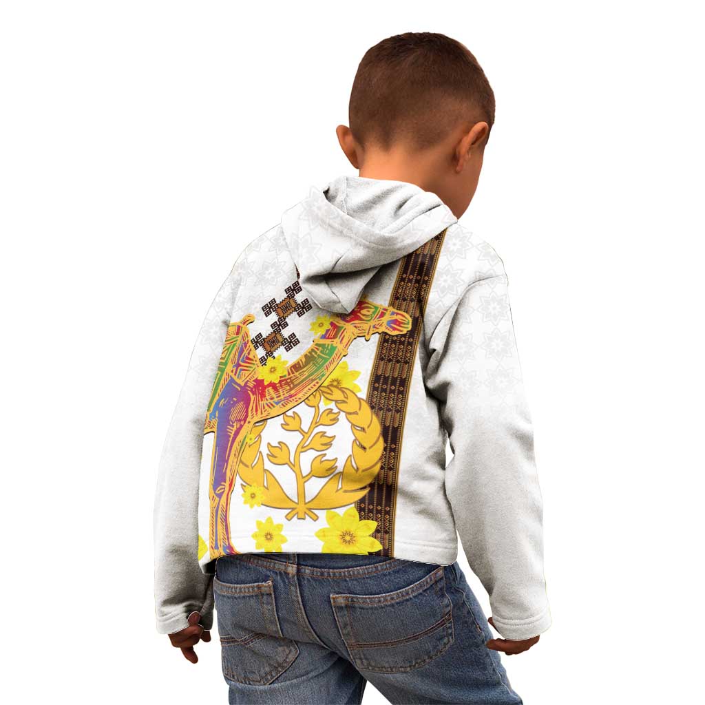 Happy Eritrea New Year Kid Hoodie Adey Abeba Flower With Habesha Tilet Pattern - Wonder Print Shop