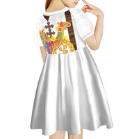 Happy Eritrea New Year Kid Short Sleeve Dress Adey Abeba Flower With Habesha Tilet Pattern - Wonder Print Shop
