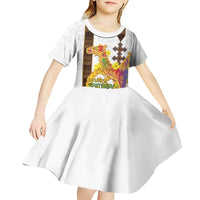Happy Eritrea New Year Kid Short Sleeve Dress Adey Abeba Flower With Habesha Tilet Pattern - Wonder Print Shop