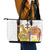 Happy Eritrea New Year Leather Tote Bag Adey Abeba Flower With Habesha Tilet Pattern - Wonder Print Shop