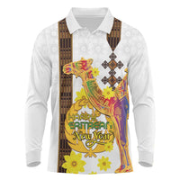 Happy Eritrea New Year Long Sleeve Polo Shirt Adey Abeba Flower With Habesha Tilet Pattern - Wonder Print Shop