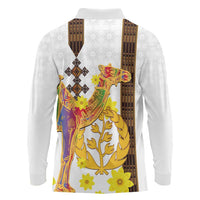 Happy Eritrea New Year Long Sleeve Polo Shirt Adey Abeba Flower With Habesha Tilet Pattern - Wonder Print Shop