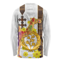 Happy Eritrea New Year Long Sleeve Shirt Adey Abeba Flower With Habesha Tilet Pattern - Wonder Print Shop