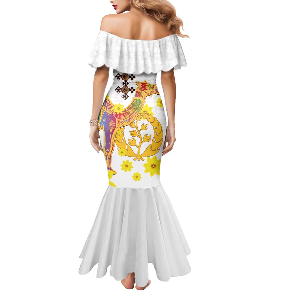 Happy Eritrea New Year Mermaid Dress Adey Abeba Flower With Habesha Tilet Pattern - Wonder Print Shop