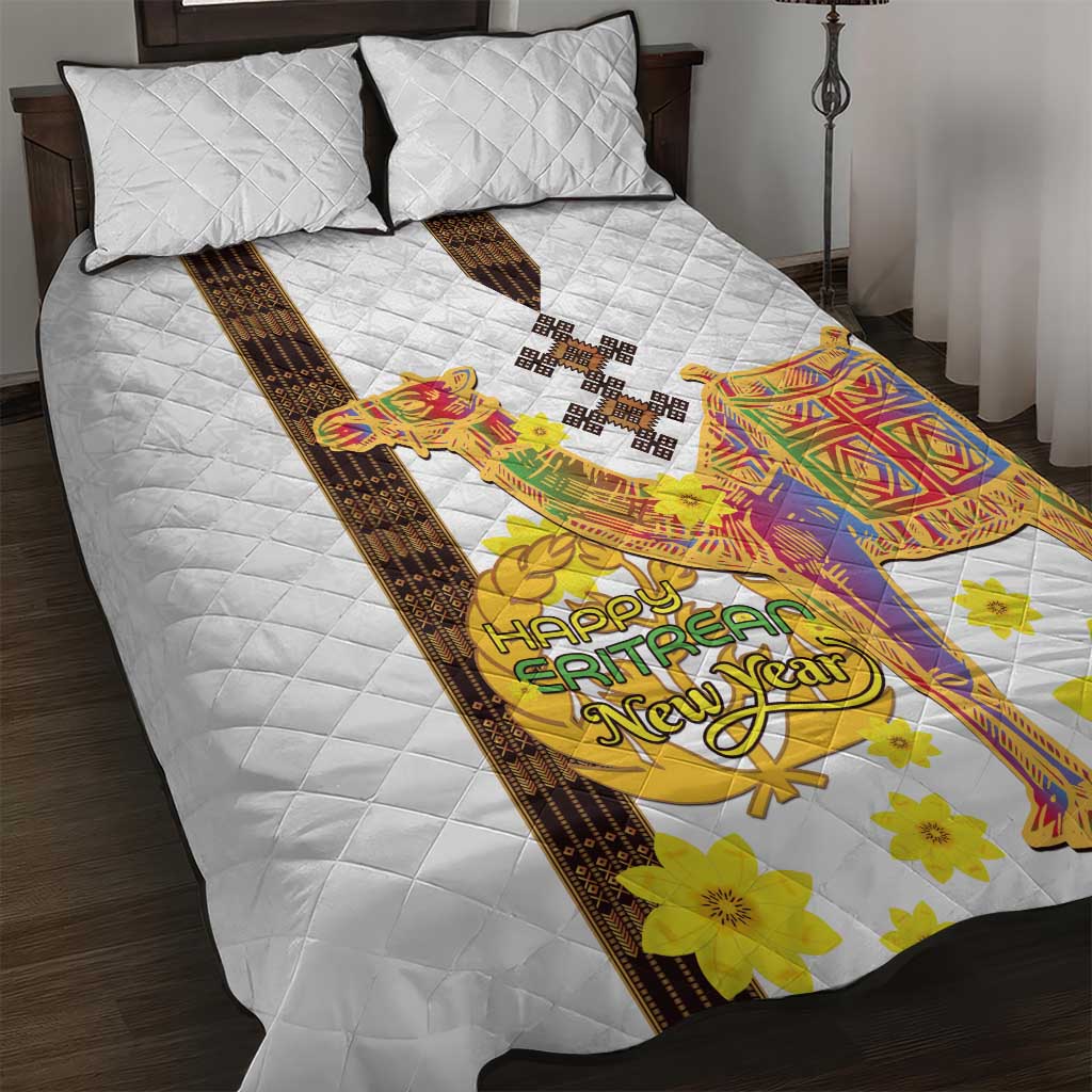 Happy Eritrea New Year Quilt Bed Set Adey Abeba Flower With Habesha Tilet Pattern - Wonder Print Shop