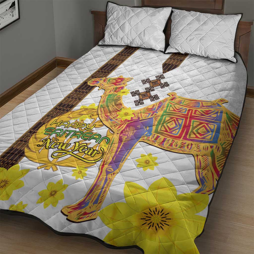 Happy Eritrea New Year Quilt Bed Set Adey Abeba Flower With Habesha Tilet Pattern - Wonder Print Shop