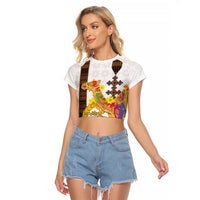 Happy Eritrea New Year Raglan Cropped T Shirt Adey Abeba Flower With Habesha Tilet Pattern - Wonder Print Shop