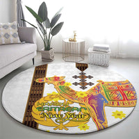 Happy Eritrea New Year Round Carpet Adey Abeba Flower With Habesha Tilet Pattern - Wonder Print Shop