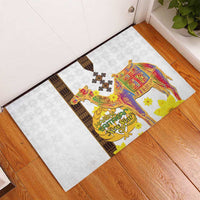Happy Eritrea New Year Rubber Doormat Adey Abeba Flower With Habesha Tilet Pattern - Wonder Print Shop