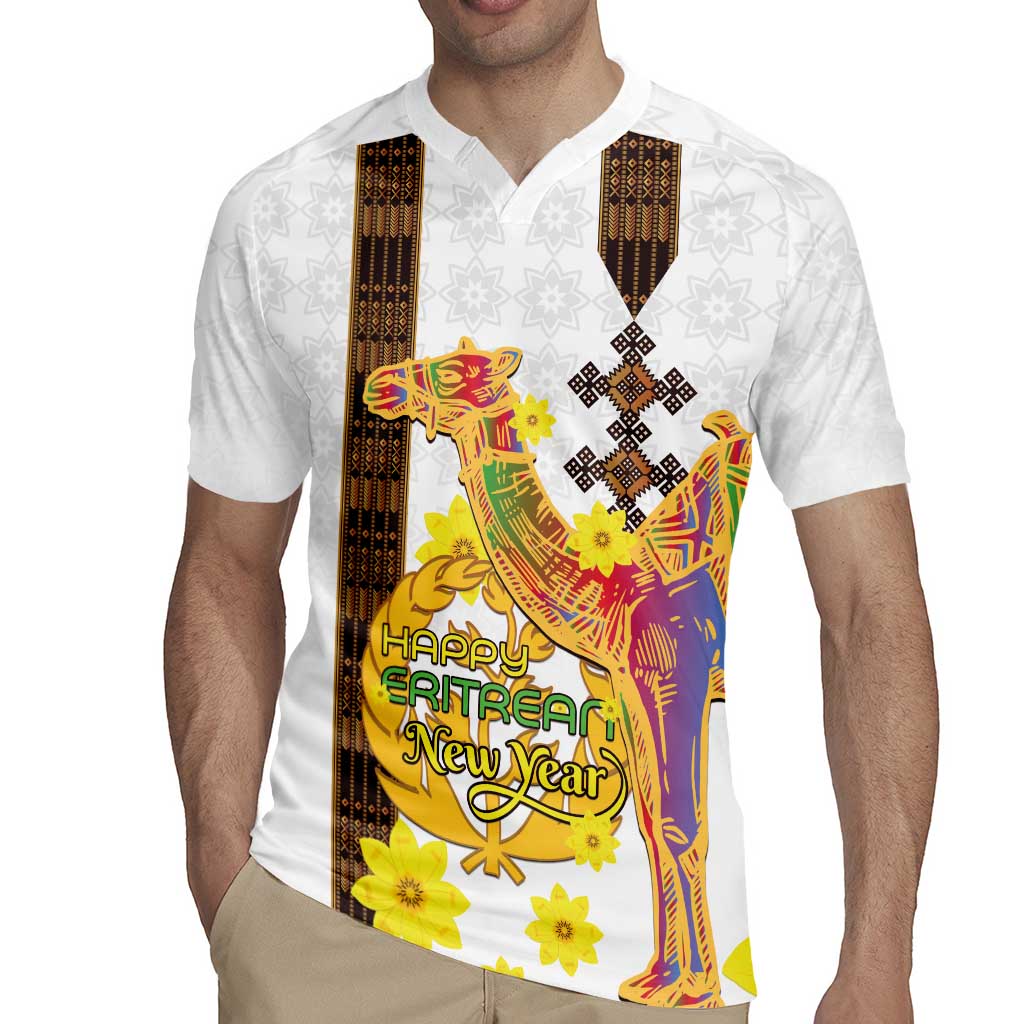 Happy Eritrea New Year Rugby Jersey Adey Abeba Flower With Habesha Tilet Pattern - Wonder Print Shop