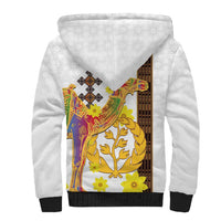 Happy Eritrea New Year Sherpa Hoodie Adey Abeba Flower With Habesha Tilet Pattern - Wonder Print Shop