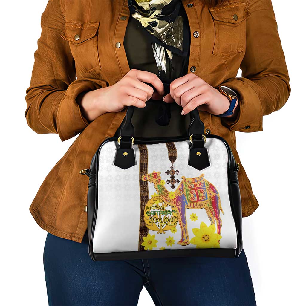 Happy Eritrea New Year Shoulder Handbag Adey Abeba Flower With Habesha Tilet Pattern - Wonder Print Shop