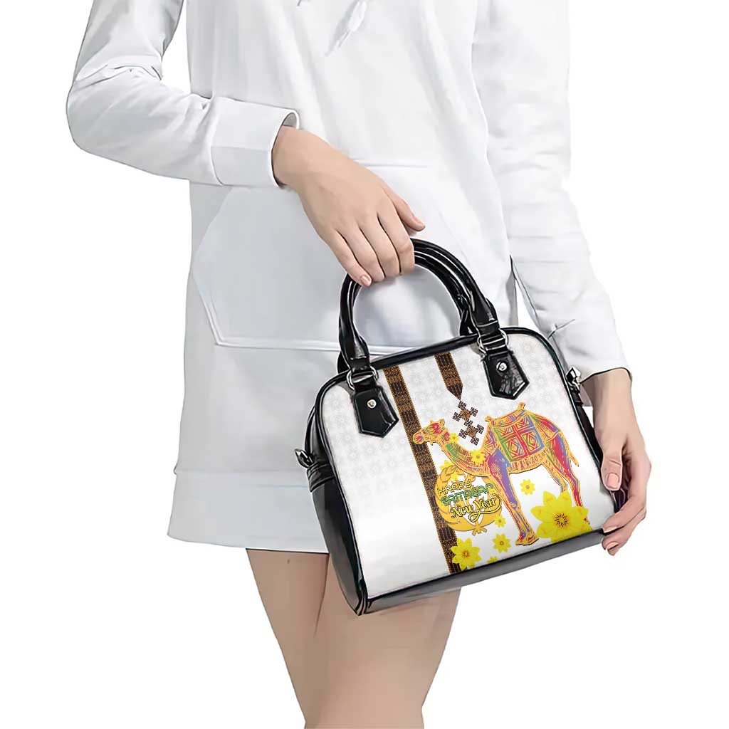 Happy Eritrea New Year Shoulder Handbag Adey Abeba Flower With Habesha Tilet Pattern - Wonder Print Shop
