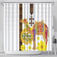 Happy Eritrea New Year Shower Curtain Adey Abeba Flower With Habesha Tilet Pattern - Wonder Print Shop