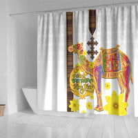 Happy Eritrea New Year Shower Curtain Adey Abeba Flower With Habesha Tilet Pattern - Wonder Print Shop