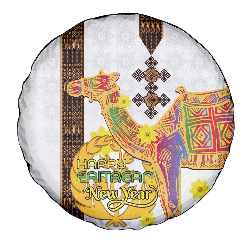 Happy Eritrea New Year Spare Tire Cover Adey Abeba Flower With Habesha Tilet Pattern - Wonder Print Shop