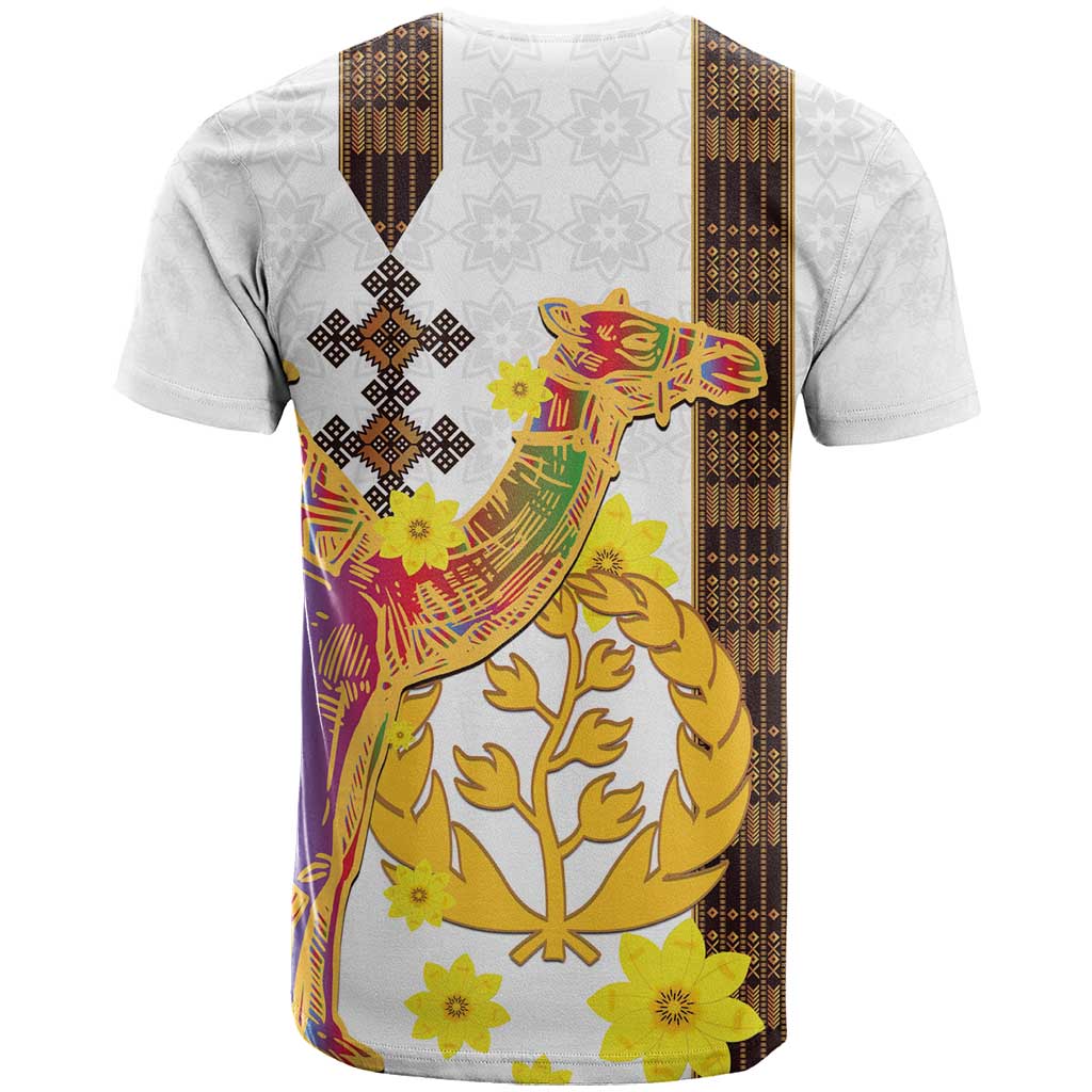 Happy Eritrea New Year T Shirt Adey Abeba Flower With Habesha Tilet Pattern - Wonder Print Shop