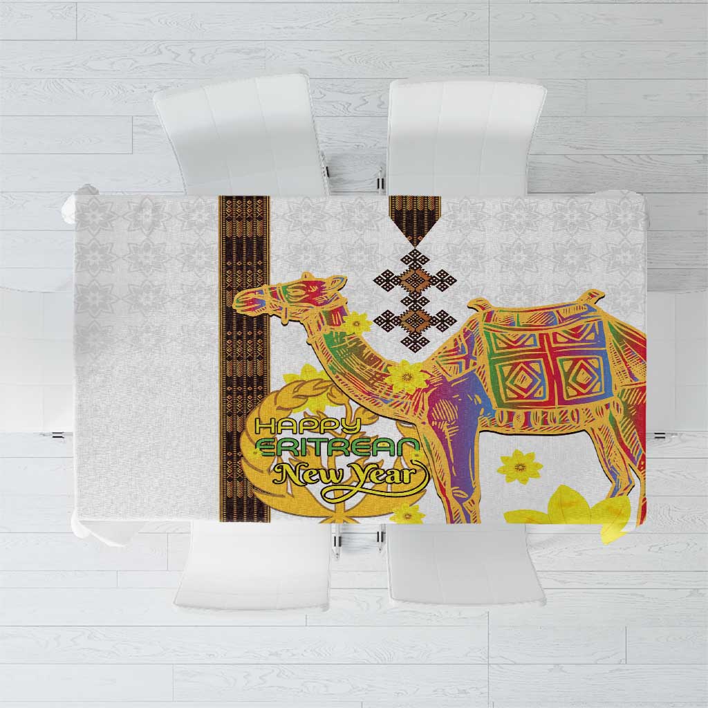 Happy Eritrea New Year Tablecloth Adey Abeba Flower With Habesha Tilet Pattern - Wonder Print Shop