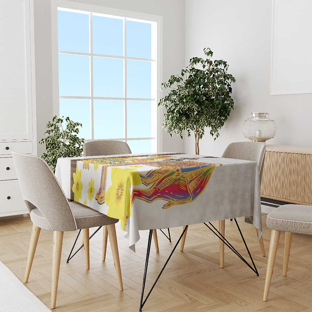 Happy Eritrea New Year Tablecloth Adey Abeba Flower With Habesha Tilet Pattern - Wonder Print Shop