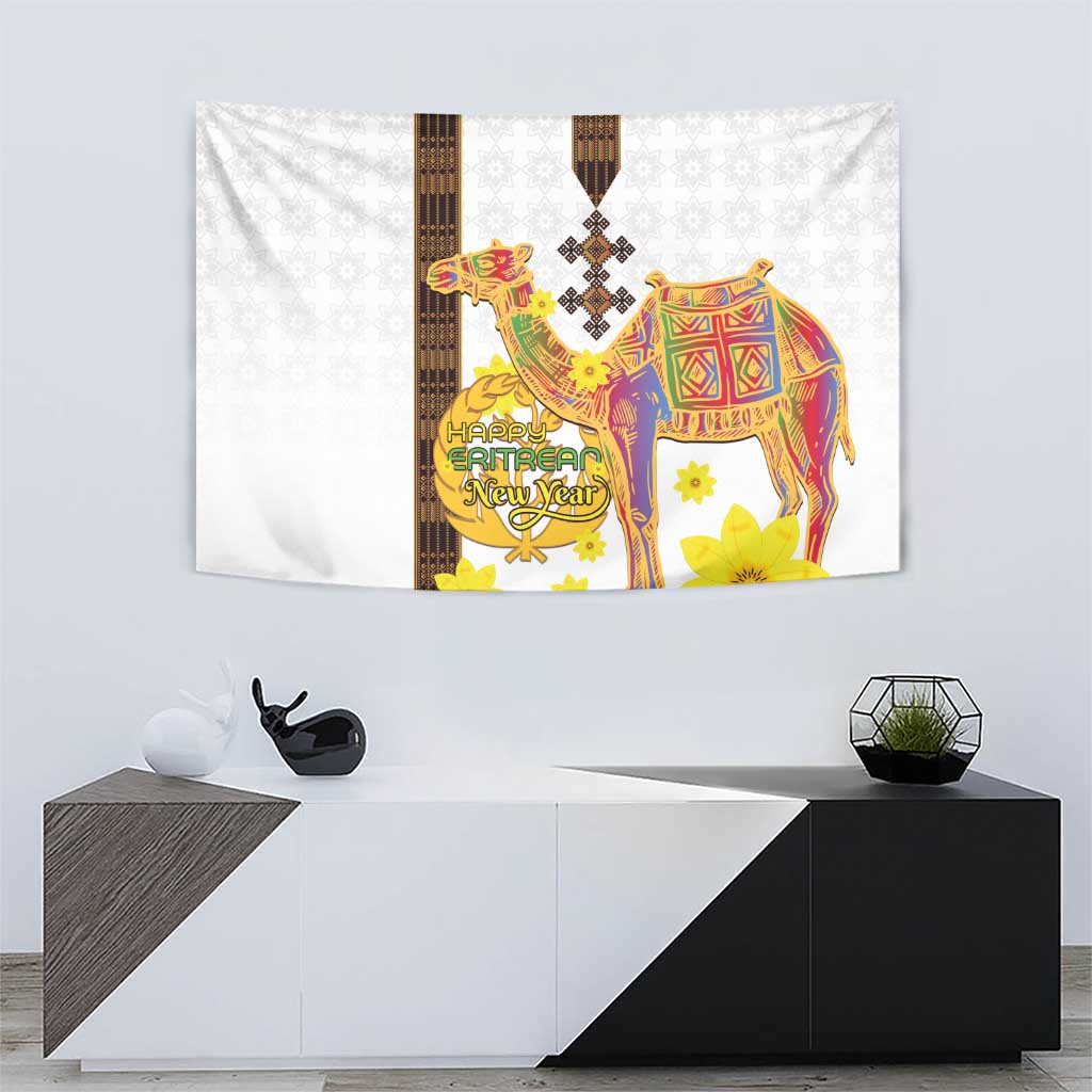 Happy Eritrea New Year Tapestry Adey Abeba Flower With Habesha Tilet Pattern - Wonder Print Shop