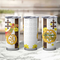 Happy Eritrea New Year Tumbler Cup Adey Abeba Flower With Habesha Tilet Pattern - Wonder Print Shop
