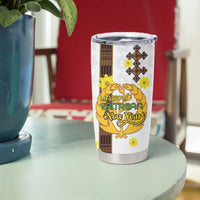 Happy Eritrea New Year Tumbler Cup Adey Abeba Flower With Habesha Tilet Pattern - Wonder Print Shop