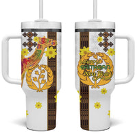 Happy Eritrea New Year Tumbler With Handle Adey Abeba Flower With Habesha Tilet Pattern - Wonder Print Shop