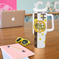 Happy Eritrea New Year Tumbler With Handle Adey Abeba Flower With Habesha Tilet Pattern - Wonder Print Shop