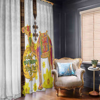 Happy Eritrea New Year Window Curtain Adey Abeba Flower With Habesha Tilet Pattern - Wonder Print Shop