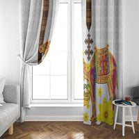 Happy Eritrea New Year Window Curtain Adey Abeba Flower With Habesha Tilet Pattern - Wonder Print Shop