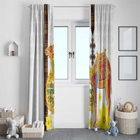 Happy Eritrea New Year Window Curtain Adey Abeba Flower With Habesha Tilet Pattern - Wonder Print Shop