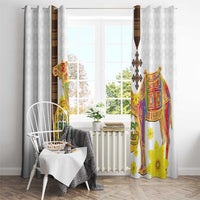 Happy Eritrea New Year Window Curtain Adey Abeba Flower With Habesha Tilet Pattern - Wonder Print Shop
