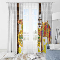 Happy Eritrea New Year Window Curtain Adey Abeba Flower With Habesha Tilet Pattern - Wonder Print Shop