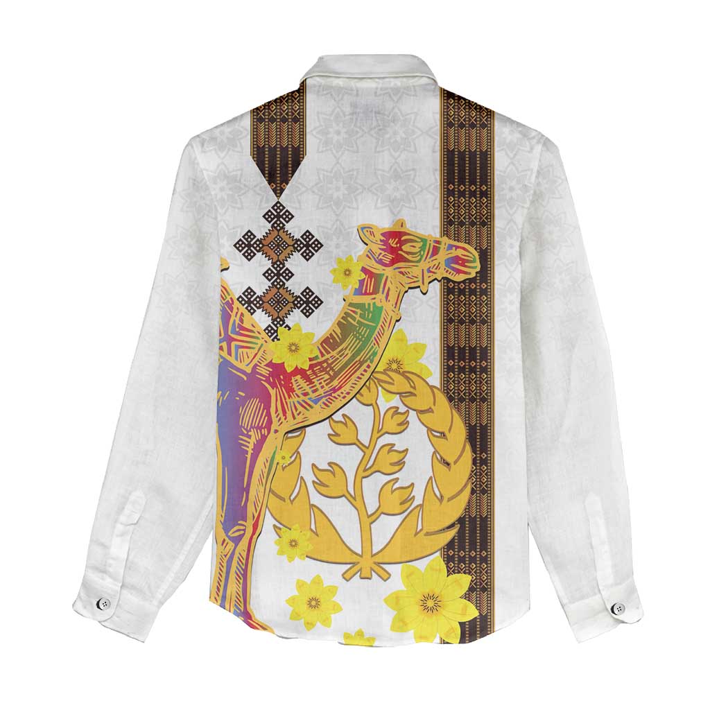 Happy Eritrea New Year Women Casual Shirt Adey Abeba Flower With Habesha Tilet Pattern - Wonder Print Shop