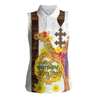 Happy Eritrea New Year Women Sleeveless Polo Shirt Adey Abeba Flower With Habesha Tilet Pattern - Wonder Print Shop