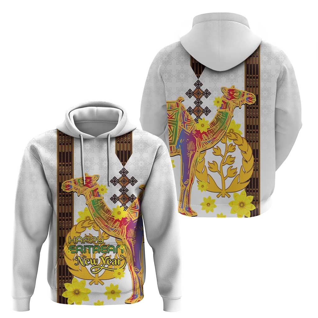 Happy Eritrea New Year Zip Hoodie Adey Abeba Flower With Habesha Tilet Pattern - Wonder Print Shop