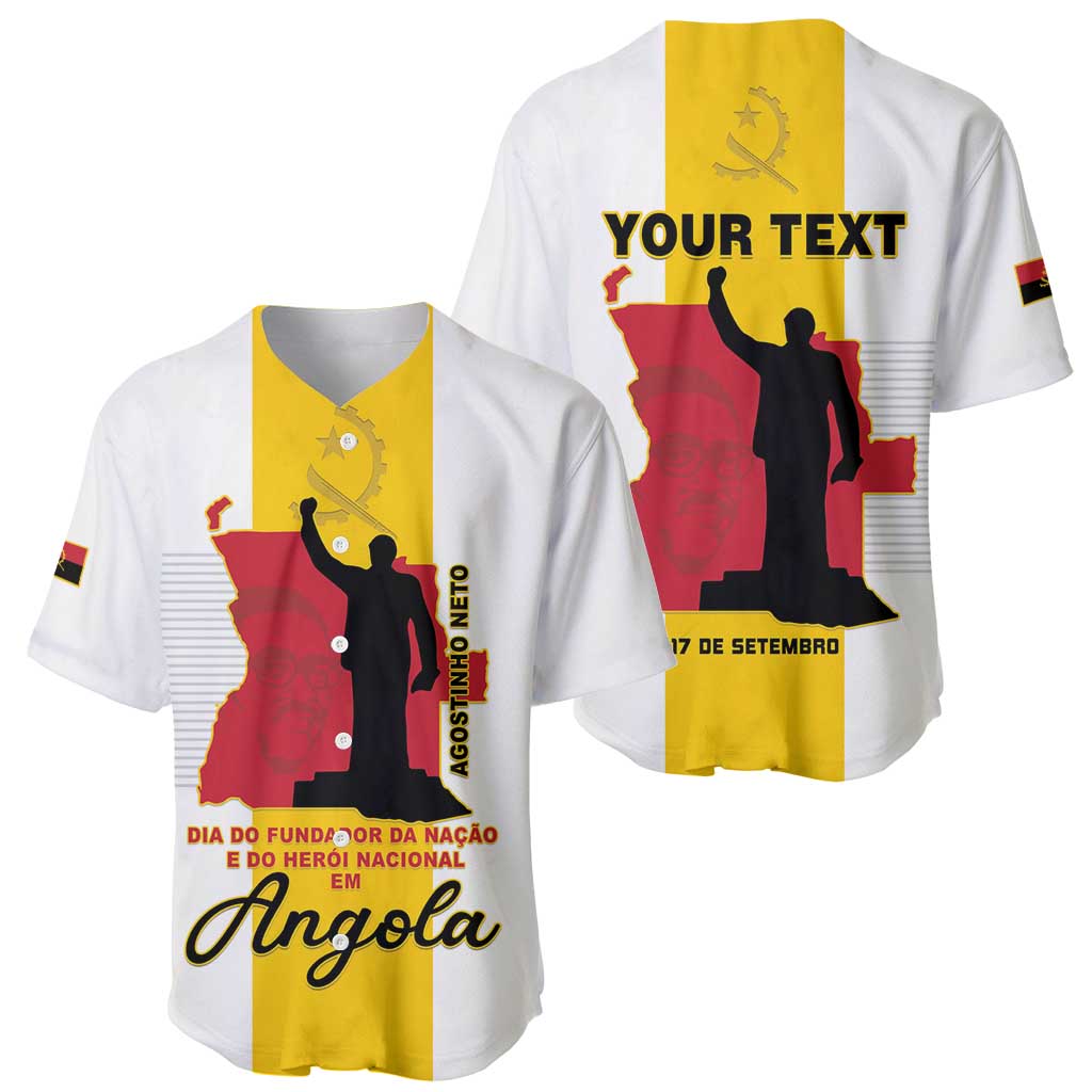 Personalized Angola National Heroes Day Baseball Jersey Agostinho Neto With Map - Wonder Print Shop