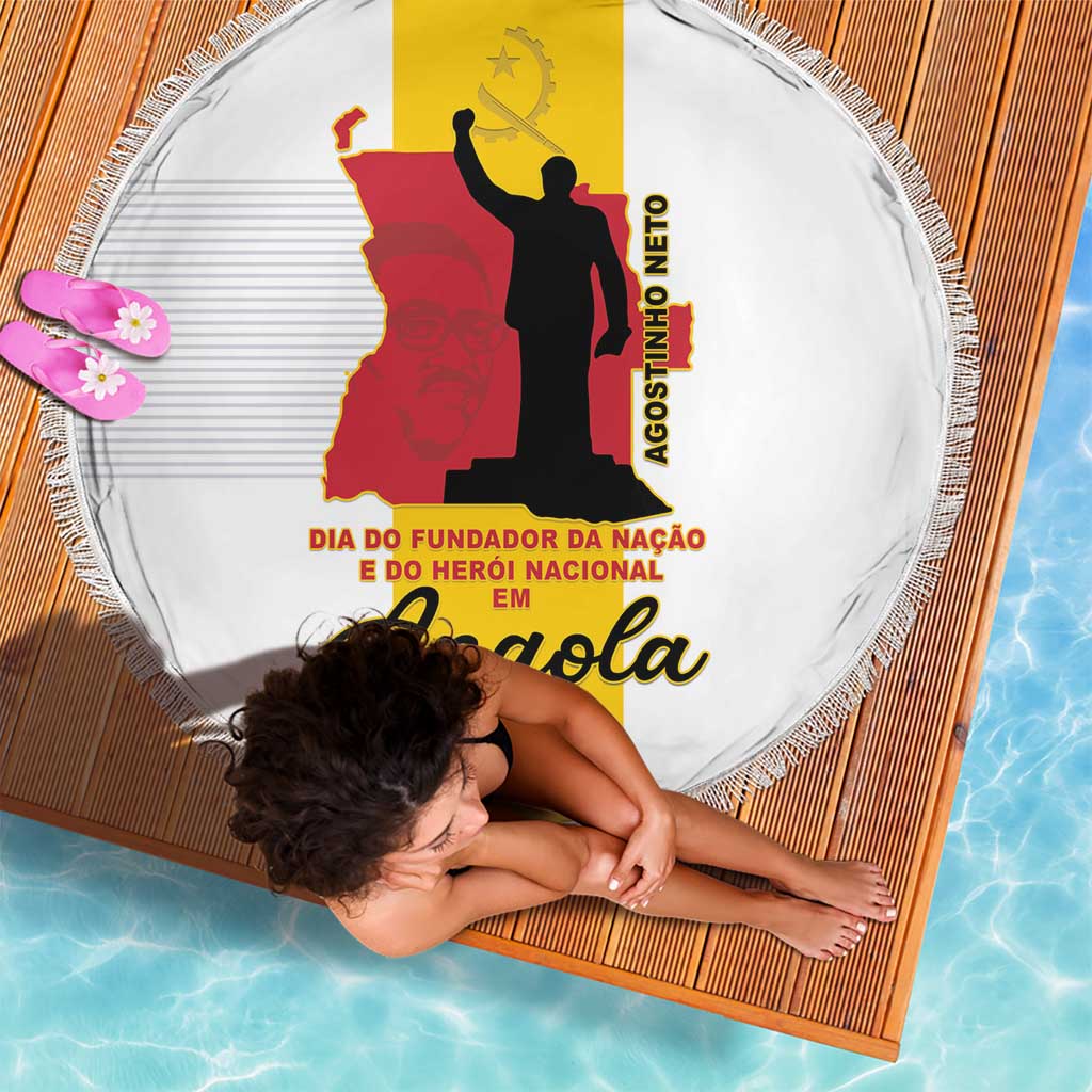 Angola National Heroes Day Beach Blanket Agostinho Neto With Map - Wonder Print Shop