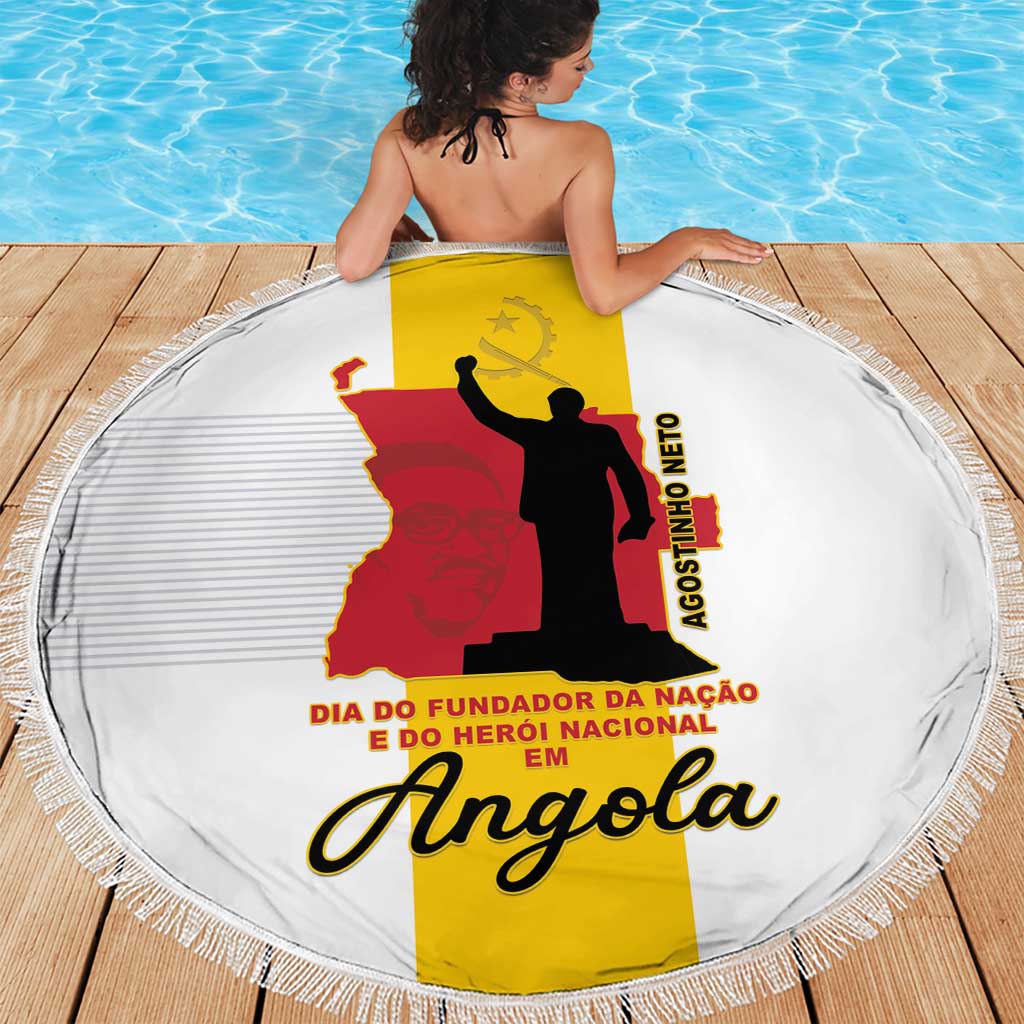 Angola National Heroes Day Beach Blanket Agostinho Neto With Map - Wonder Print Shop