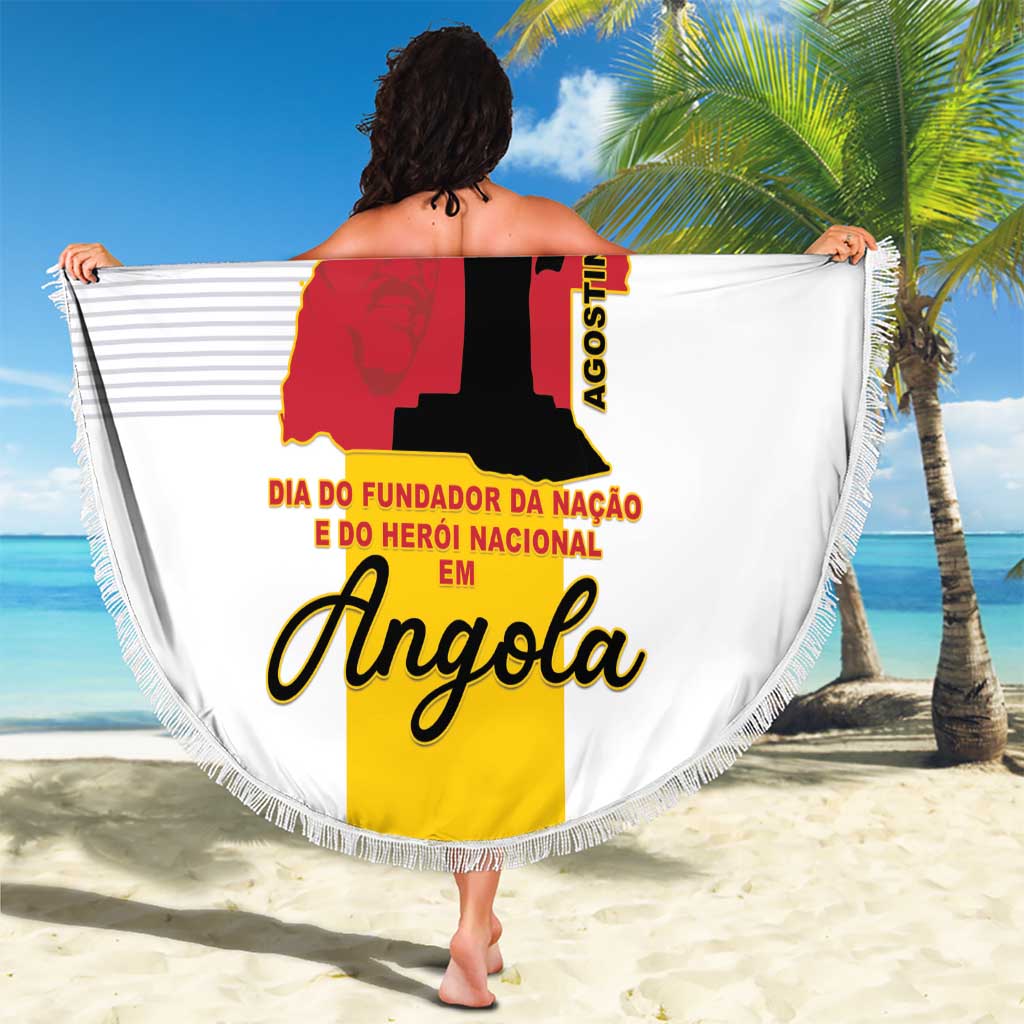 Angola National Heroes Day Beach Blanket Agostinho Neto With Map - Wonder Print Shop